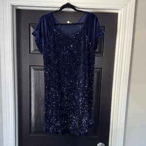 Umgee Navy Sequin Mini Dress